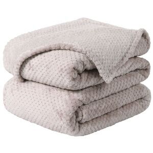 Flannel Fleece Bed Blankets Microfiber Plush 330GSM 66"x90" Camel